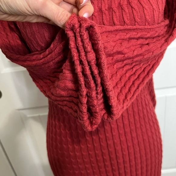 Anthropologie Maple Ribbed Sweater Dress Size Small Cableknit Cotton Angora - Picture 4 of 5